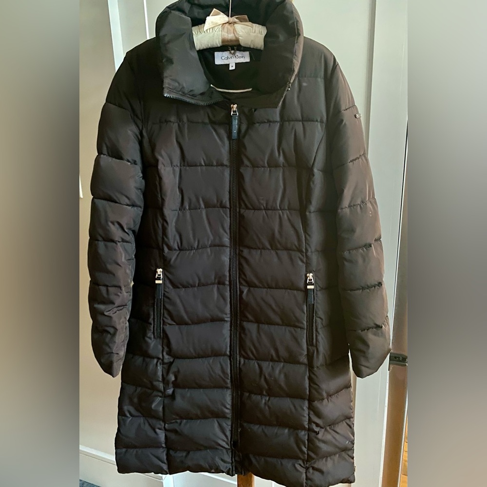Calvin Klein Brown Long Puffer Coat